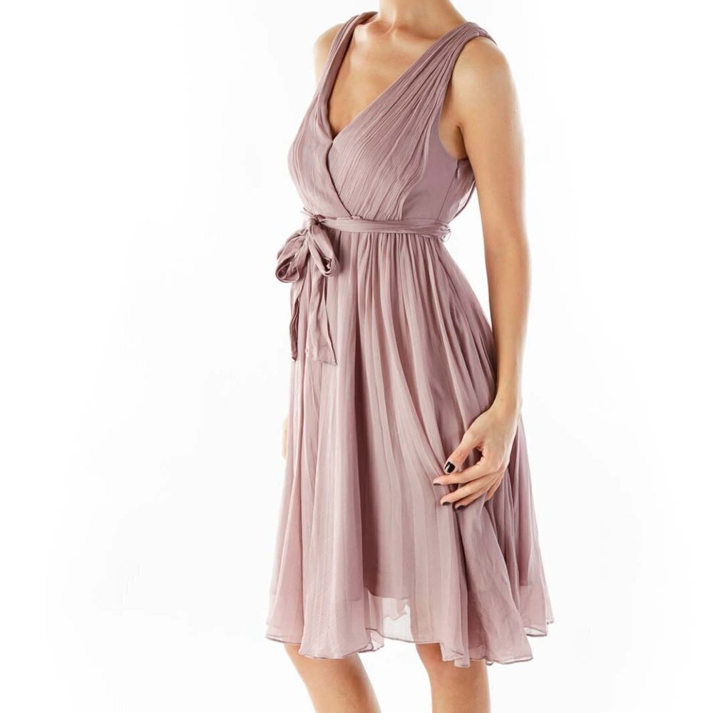 Rebecca Taylor Purple Chiffon Belted Dress - Picture 1 of 3